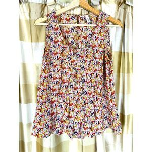 Anthropologie Sine Sleeveless 100% Silk Floral Top Sz 8 EUC / bright / office